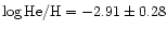 $\log {\rm He/H} = -2.91 \pm 0.28$
