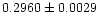 $\rm0.2960 \pm 0.0029$