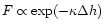 $F \propto \exp(-\kappa \Delta h)$