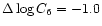 $\Delta\log C_6=-1.0$
