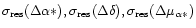 $\sigma_{\rm res}(\Delta \alpha*),
\sigma_{\rm res}(\Delta \delta), \sigma_{\rm res}(\Delta \mu_{\alpha*}) $