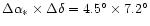 $\Delta \alpha_{*}\times\Delta \delta = 4.5^{\circ}\times7.2^{\circ}$
