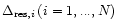 $\Delta_{{\rm res},i}\, (i=1,...,N)$