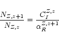 \begin{displaymath}%
\frac{N_{Z,z+1}}{N_{Z,z}}=\frac{C^{Z,z}_{I}}{\alpha^{Z,z+1}_{R}}
\end{displaymath}