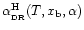 $\alpha_{\rm _{\rm DR}}^{\rm H}(T,x_{\rm b},\alpha)$
