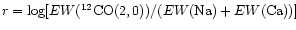 $r = \log [EW(^{12}{\rm CO} (2,0))/(EW({\rm Na}) + EW({\rm Ca}))]$