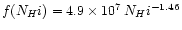 $f(N_H{\sc i}) =4.9 \times 10^{7} \, N_H{\sc i}^{-1.46}$