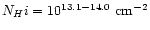 $N_H{\sc i} = 10^{13.1-14.0} \ {\rm cm}^{-2}$