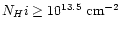 $N_H{\sc i} \ge 10^{13.5} \ {\rm cm}^{-2}$