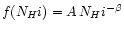 $f(N_H{\sc i}) = A\,N_H{\sc i}^{-\beta }$