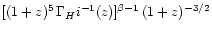 $[(1+z)^{5} \, \Gamma_H{\sc i}^{-1}(z)]^{\beta-1}
\, (1+z)^{-3/2}$