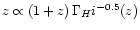 $z \propto (1+z)\,\Gamma_H{\sc i}^{-0.5}(z)$