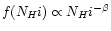 $f(N_H{\sc i}) \propto N_H{\sc i}^{-\beta}$
