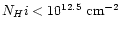 $N_H{\sc i} < 10^{12.5} \ {\rm cm}^{-2}$
