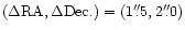 $(\Delta {\rm RA}, \Delta{\rm Dec.}) = (1''\!\!.5, 2''\!\!.0)$