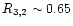$R_{3,2} \sim 0.65$