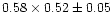 $0.58 \times 0.52 \pm 0.05$