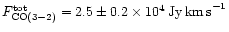 $F_{\rm CO(3-2)}^{\rm tot} = 2.5 \pm 0.2\times 10^4\,{\rm Jy\,km\,s}^{-1}$
