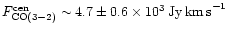 $F_{\rm CO(3-2)}^{\rm cen} \sim 4.7 \pm 0.6\times10^3\,{\rm Jy\,km\,s}^{-1}$