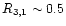 $R_{3,1} \sim 0.5$