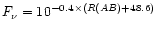 $F_{\nu} = 10^{-0.4\times(R(AB)+48.6)}$