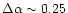 $\Delta \alpha \sim
0.25$