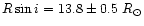 $R\sin i=13.8\pm0.5~R_\odot$