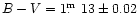 $B-V=1\hbox{$.\!\!^{\rm m}$ }13\pm0.02$