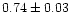 $0.74\pm0.03$