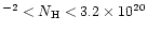 $^{-2}
<N_{\rm H} < 3.2\times10^{20}$