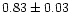 $0.83\pm0.03$