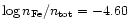 $\log {n_{\rm Fe}}/{n_{\rm tot}}=-4.60$