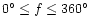 $0^\circ \le f \le 360^\circ$