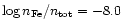 $\log {n_{\rm Fe}}/{n_{\rm tot}}=-8.0$