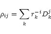 \begin{displaymath}\rho_{ij}=\sum_k r_k^{-i} D_k^j
\end{displaymath}