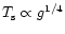 $T_{\rm s} \propto g^{1/4}$