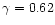 $\gamma=0.62$