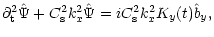 $\displaystyle \partial_{\rm t}^2{\hat{\Psi}}+C_{\rm s}^2k_x^2{\hat{\Psi}}=iC_{\rm s}^2k_x^2
K_y(t){\hat b}_y,$