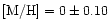 ${\rm [M/H]}=0\pm 0.10$