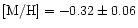${\rm [M/H]}=-0.32\pm 0.06$