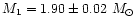 $M_1 = 1.90 \pm 0.02~M_{\odot}$