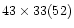 $43\times33(52)$