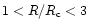 $1<R/R_{\rm c}<3$