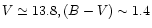 $V \simeq 13.8, (B-V) \sim 1.4$