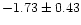 $-1.73\pm0.43$