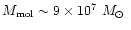 $M_{\rm mol}\sim 9 \times 10^{7}~\hbox{$M_\odot$ }$