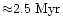 ${\approx} 2.5~{\rm Myr}$