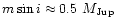 $m\sin i \approx 0.5~M_{\rm Jup}$