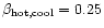 $\beta_{\rm hot,cool}=0.25$