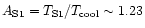 $A_{\rm S1}=T_{\rm S1}/T_{\rm cool}\sim 1.23$